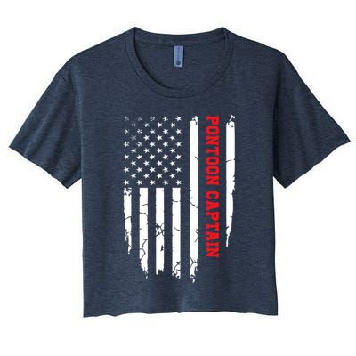 Pontoon Captain American Flag Pontooning Pontoon Boating Crop Top