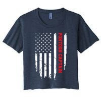 Pontoon Captain American Flag Pontooning Pontoon Boating Crop Top