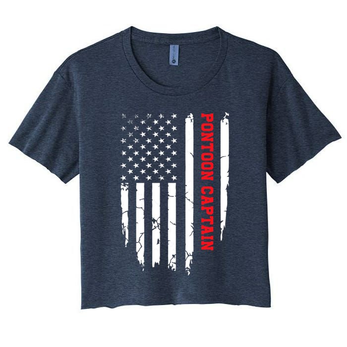 Pontoon Captain American Flag Pontooning Pontoon Boating Crop Top