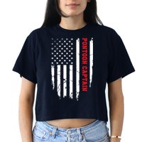 Pontoon Captain American Flag Pontooning Pontoon Boating Crop Top