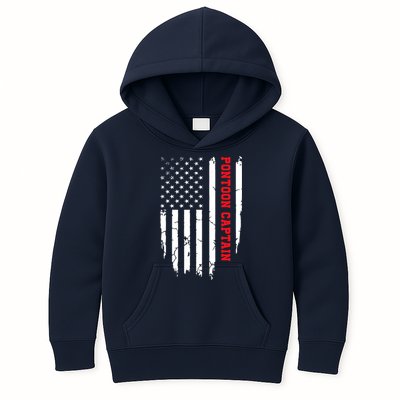 Pontoon Captain American Flag Pontooning Pontoon Boating Kids Hoodie