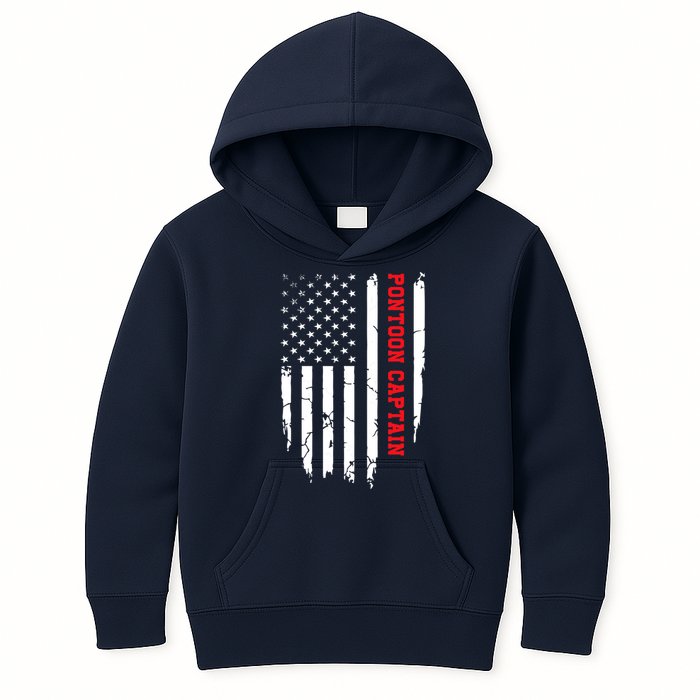 Pontoon Captain American Flag Pontooning Pontoon Boating Kids Hoodie