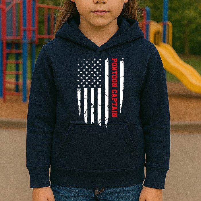 Pontoon Captain American Flag Pontooning Pontoon Boating Kids Hoodie