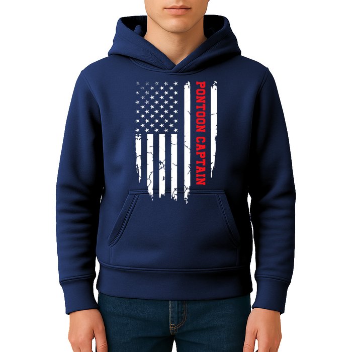 Pontoon Captain American Flag Pontooning Pontoon Boating Kids Hoodie