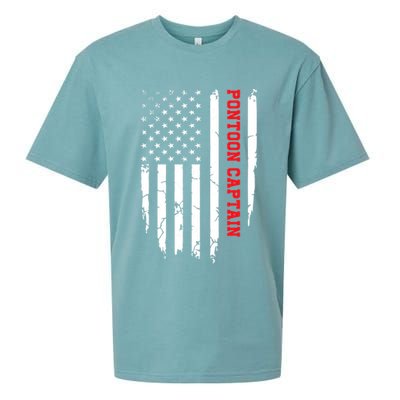 Pontoon Captain American Flag Pontooning Pontoon Boating Sueded Cloud Jersey T-Shirt