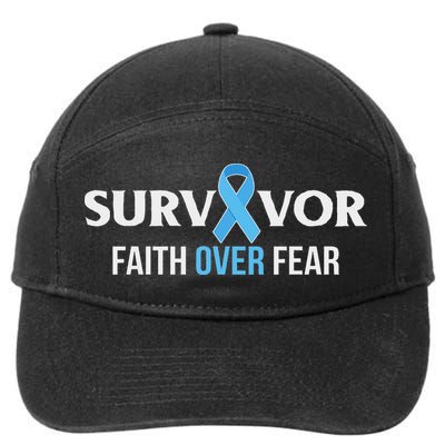 Prostate Cancer Awareness Survivor Gift Light Blue Ribbon 7-Panel Snapback Hat