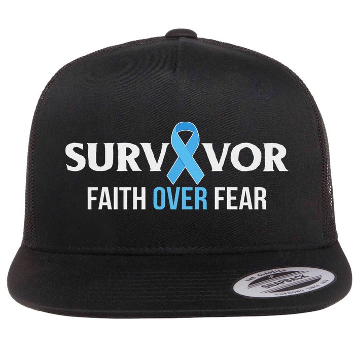 Prostate Cancer Awareness Survivor Gift Light Blue Ribbon Flatbill Hat