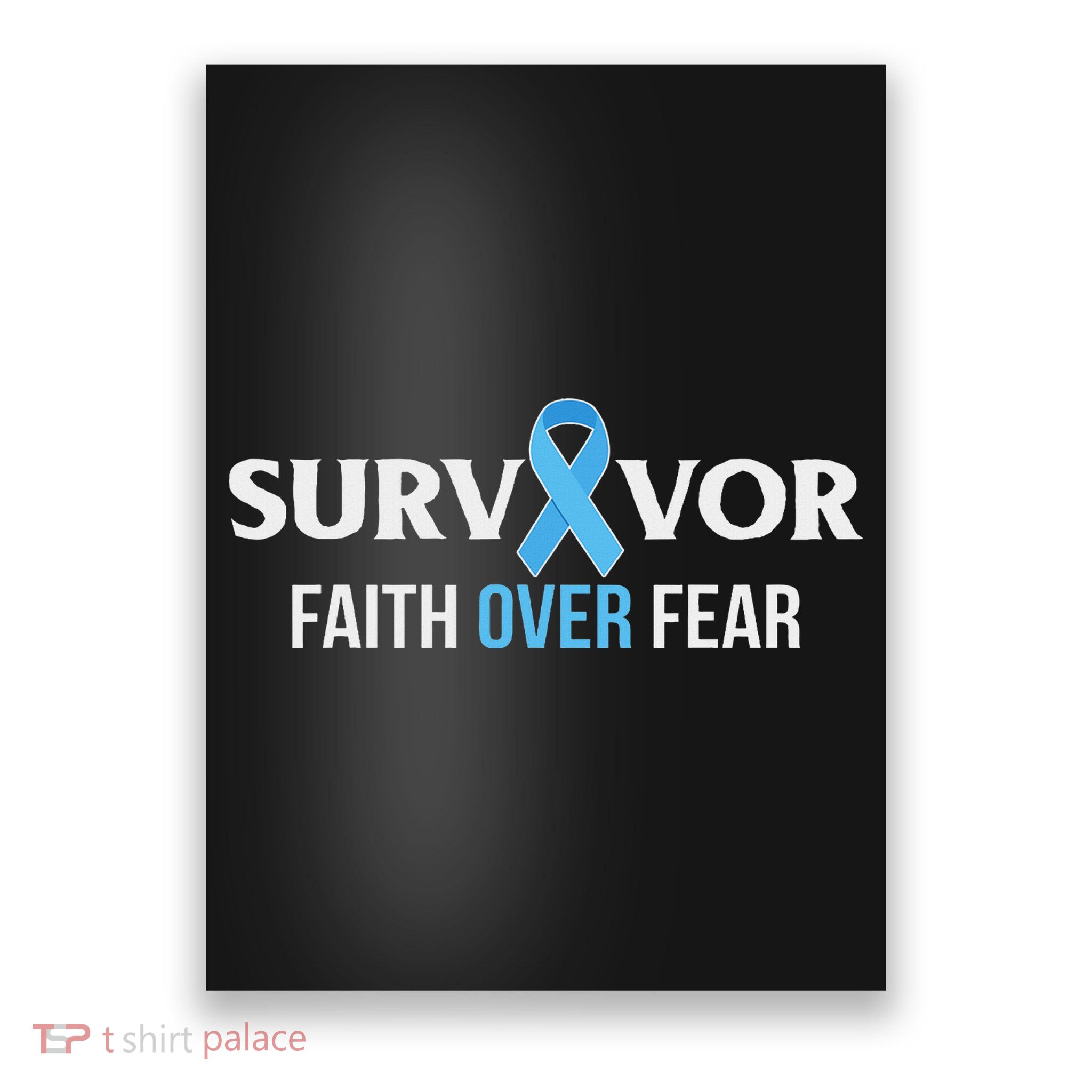 Prostate Cancer Awareness Survivor Gift Light Blue Ribbon Poster