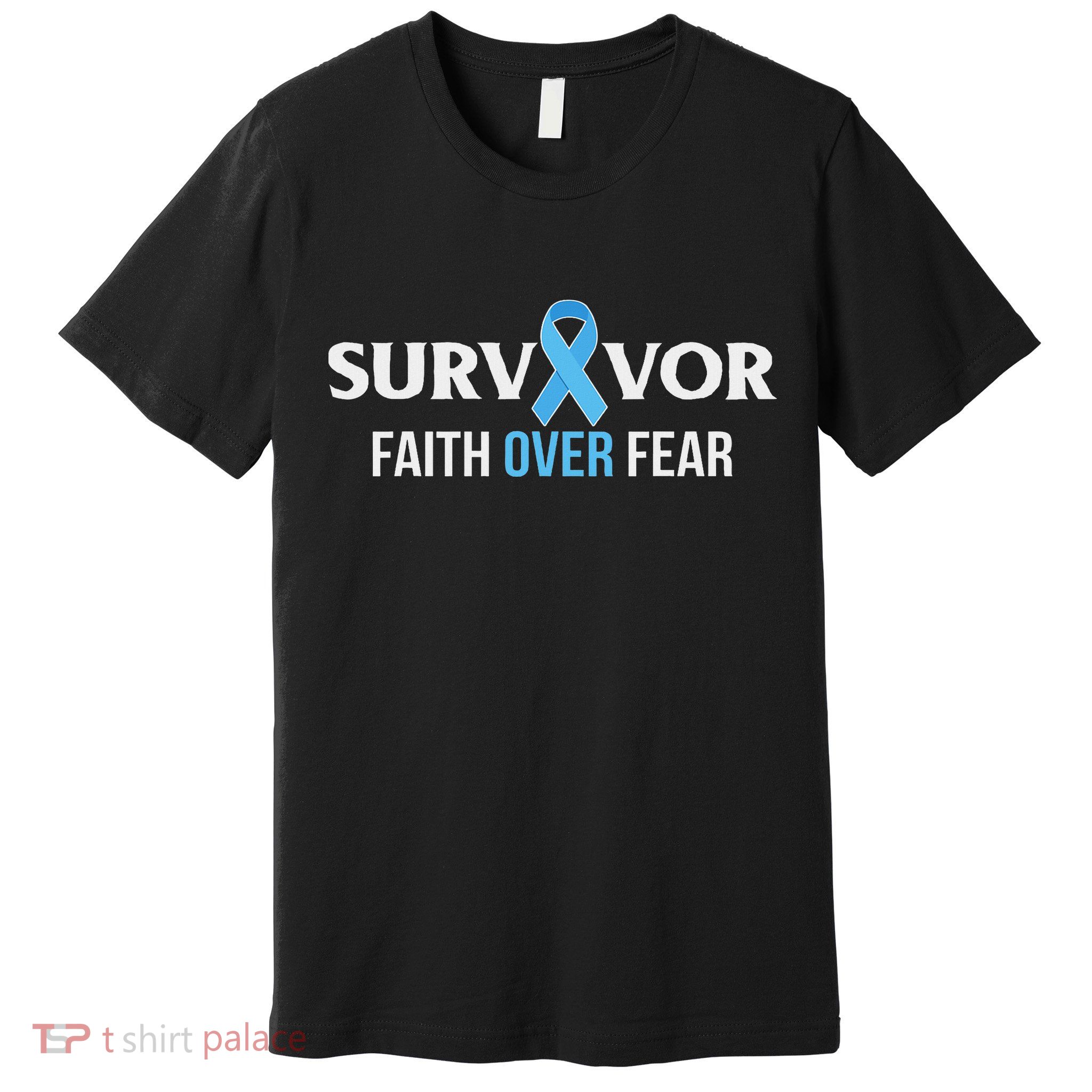 Prostate Cancer Awareness Survivor Gift Light Blue Ribbon Premium T-Shirt