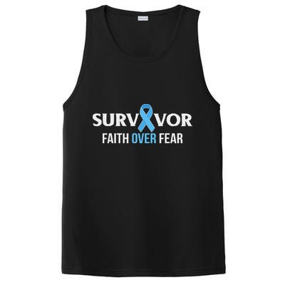 Prostate Cancer Awareness Survivor Gift Light Blue Ribbon PosiCharge Competitor Tank