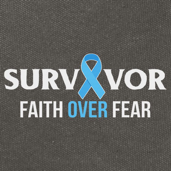 Prostate Cancer Awareness Survivor Gift Light Blue Ribbon Cotton Canvas Backpack