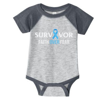 Prostate Cancer Awareness Survivor Gift Light Blue Ribbon Infant Baby Jersey Bodysuit