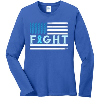 Prostate Cancer America Fight Prostate Cancer Awareness Gift Ladies Long Sleeve Shirt