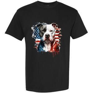 Patriotic Canine A Pitbull with American Flag Garment-Dyed Heavyweight T-Shirt