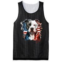 Patriotic Canine A Pitbull with American Flag Mesh Reversible Basketball Jersey Tank