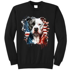 Patriotic Canine A Pitbull with American Flag Tall Sweatshirt