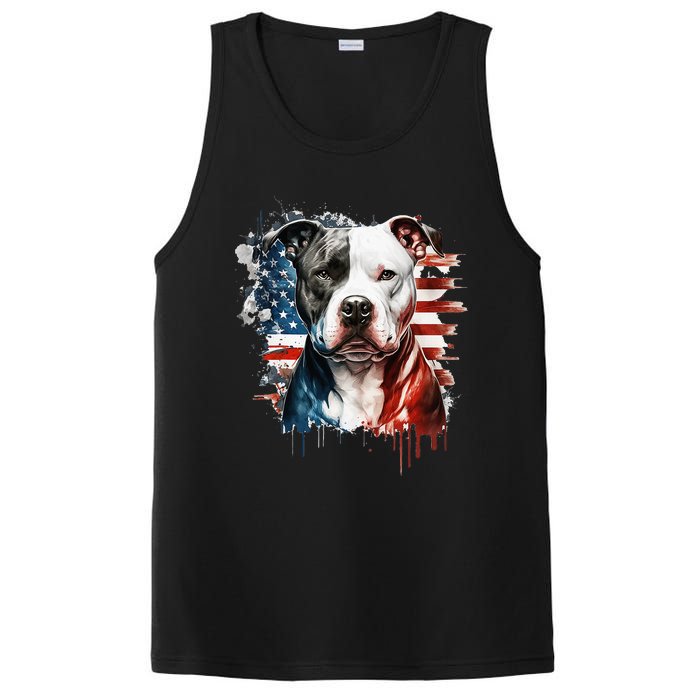 Patriotic Canine A Pitbull with American Flag PosiCharge Competitor Tank