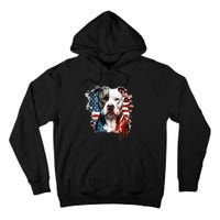 Patriotic Canine A Pitbull with American Flag Tall Hoodie