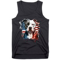 Patriotic Canine A Pitbull with American Flag Tank Top