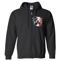 Patriotic Canine A Pitbull with American Flag Full Zip Hoodie