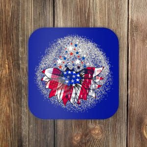 Patriotic Celebration Americas Independence Flag Sunflower Gift Coaster