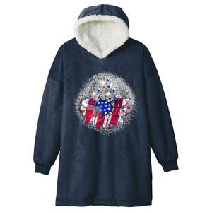 Patriotic Celebration Americas Independence Flag Sunflower Gift Hooded Wearable Blanket