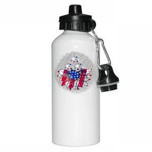 Patriotic Celebration Americas Independence Flag Sunflower Gift Aluminum Water Bottle