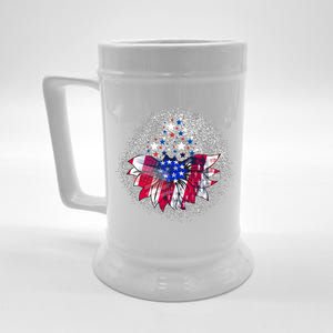 Patriotic Celebration Americas Independence Flag Sunflower Gift Beer Stein