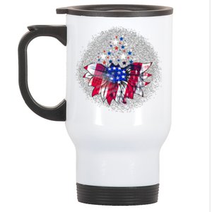 Patriotic Celebration Americas Independence Flag Sunflower Gift Stainless Steel Travel Mug