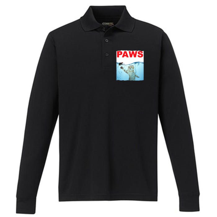 Paws Cat And Mouse Top, Cute Funny Cat Lover Paro Performance Long Sleeve Polo