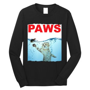 Paws Cat And Mouse Top, Cute Funny Cat Lover Paro Long Sleeve Shirt