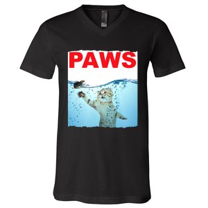 Paws Cat And Mouse Top, Cute Funny Cat Lover Paro V-Neck T-Shirt