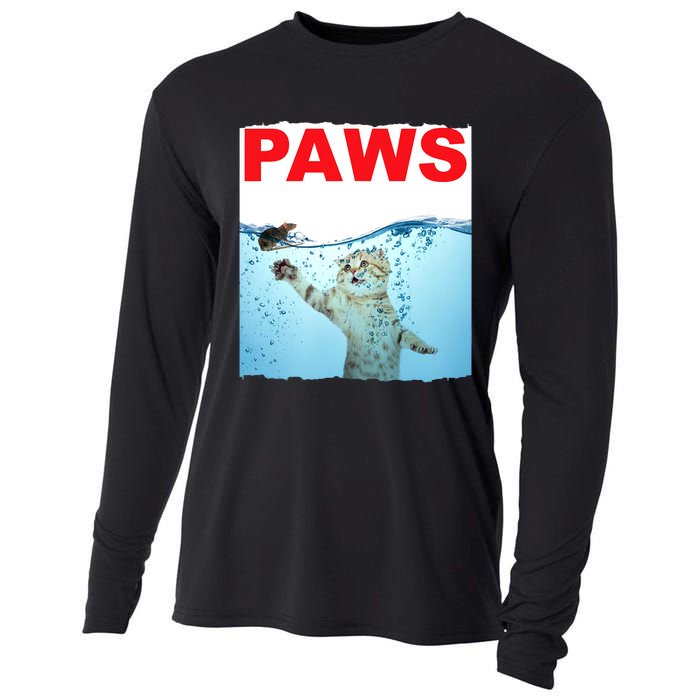 Paws Cat And Mouse Top, Cute Funny Cat Lover Paro Cooling Performance Long Sleeve Crew