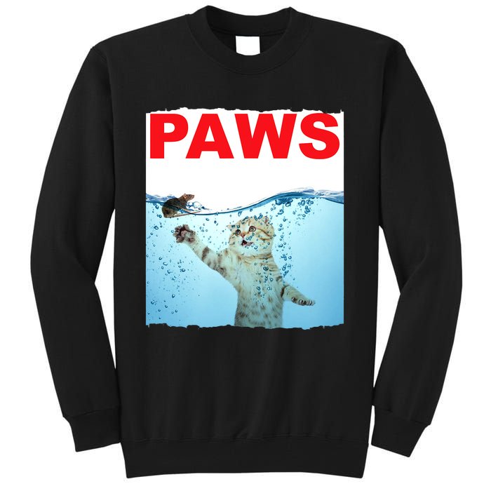 Paws Cat And Mouse Top, Cute Funny Cat Lover Paro Tall Sweatshirt