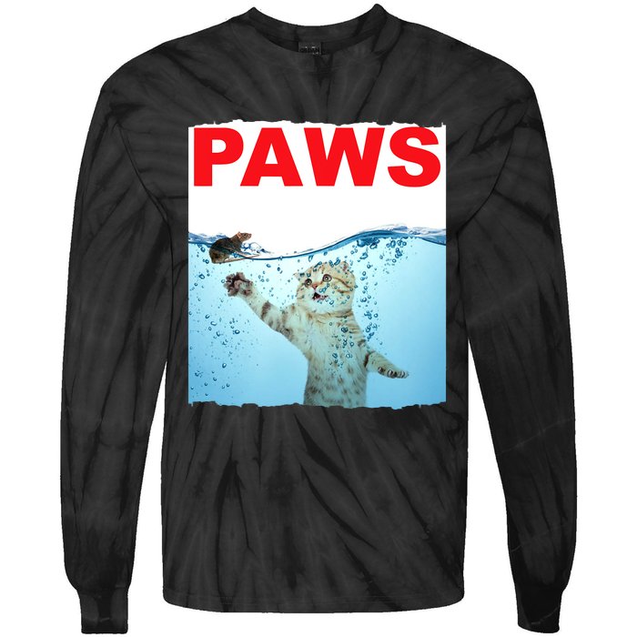 Paws Cat And Mouse Top, Cute Funny Cat Lover Paro Tie-Dye Long Sleeve Shirt