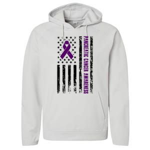 Pancreatic Cancer Awareness Purple Ribbon Performance Fleece Hoodie