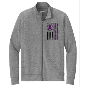 Pancreatic Cancer Awareness Purple Ribbon Stretch Full-Zip Cadet Jacket