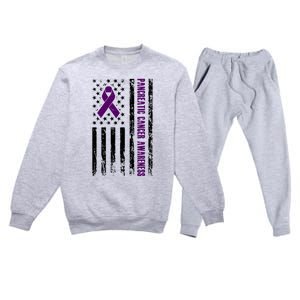 Pancreatic Cancer Awareness Purple Ribbon Premium Crewneck Sweatsuit Set