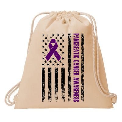Pancreatic Cancer Awareness Purple Ribbon Drawstring Bag