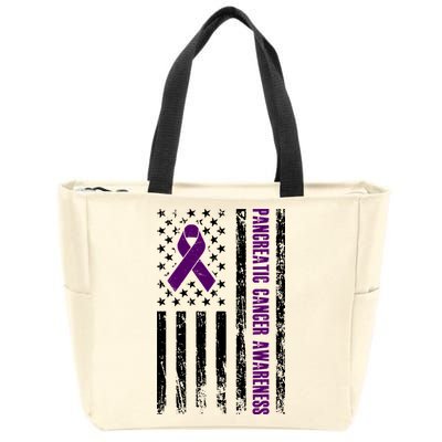 Pancreatic Cancer Awareness Purple Ribbon Zip Tote Bag