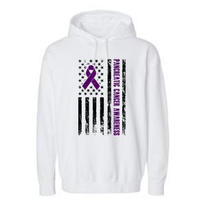 Pancreatic Cancer Awareness Purple Ribbon Garment-Dyed Fleece Hoodie