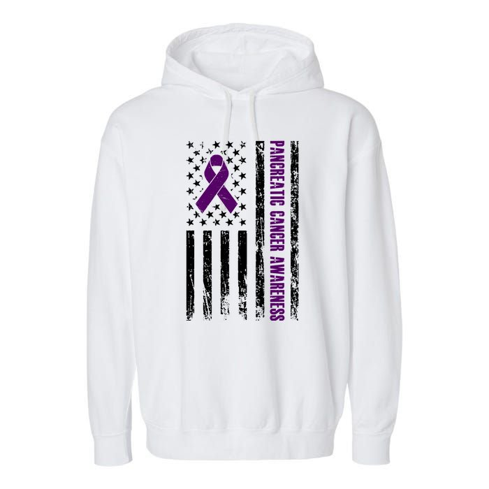 Pancreatic Cancer Awareness Purple Ribbon Garment-Dyed Fleece Hoodie