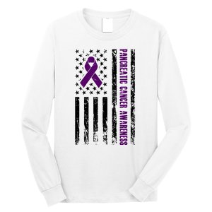 Pancreatic Cancer Awareness Purple Ribbon Long Sleeve Shirt