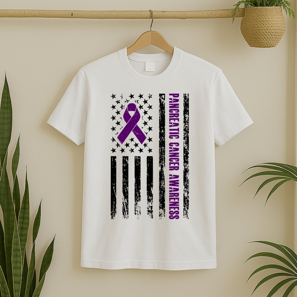 Pancreatic Cancer Awareness Purple Ribbon T-Shirt