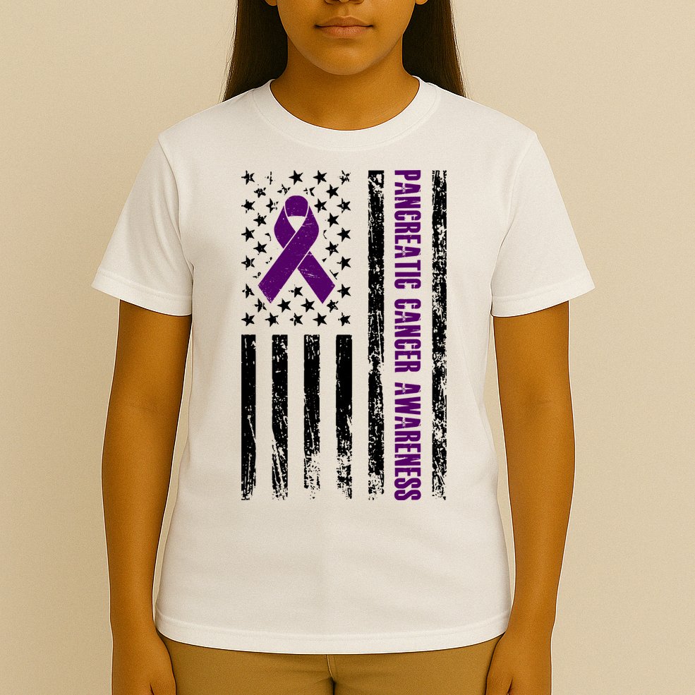 Pancreatic Cancer Awareness Purple Ribbon T-Shirt