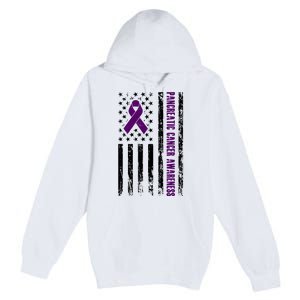 Pancreatic Cancer Awareness Purple Ribbon Premium Pullover Hoodie