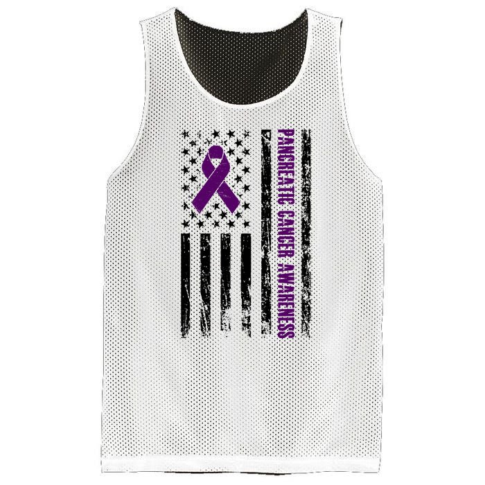 Pancreatic Cancer Awareness Purple Ribbon Mesh Reversible Basketball Jersey Tank