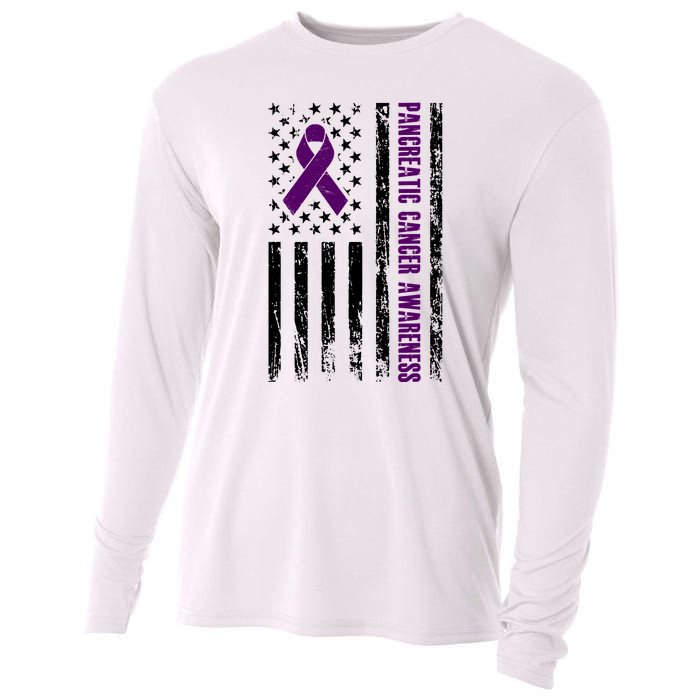 Pancreatic Cancer Awareness Purple Ribbon Cooling Performance Long Sleeve Crew