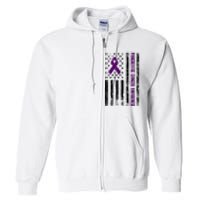 Pancreatic Cancer Awareness Purple Ribbon Full Zip Hoodie