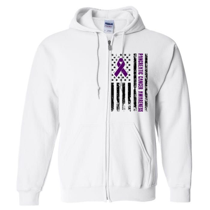 Pancreatic Cancer Awareness Purple Ribbon Full Zip Hoodie